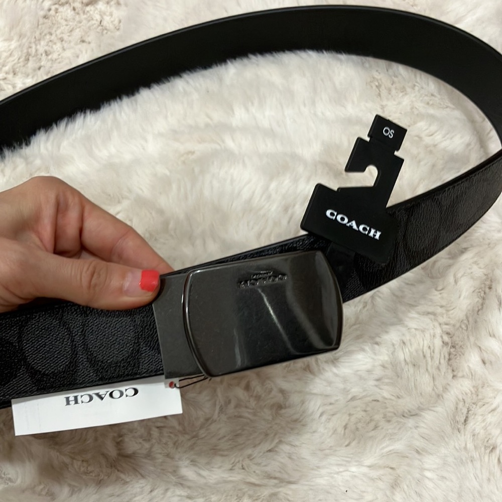 Coach Plaque Buckle Cut To Size Reversible Belt, 38 Mm No. 91286 black&c… - Picture 7 of 8